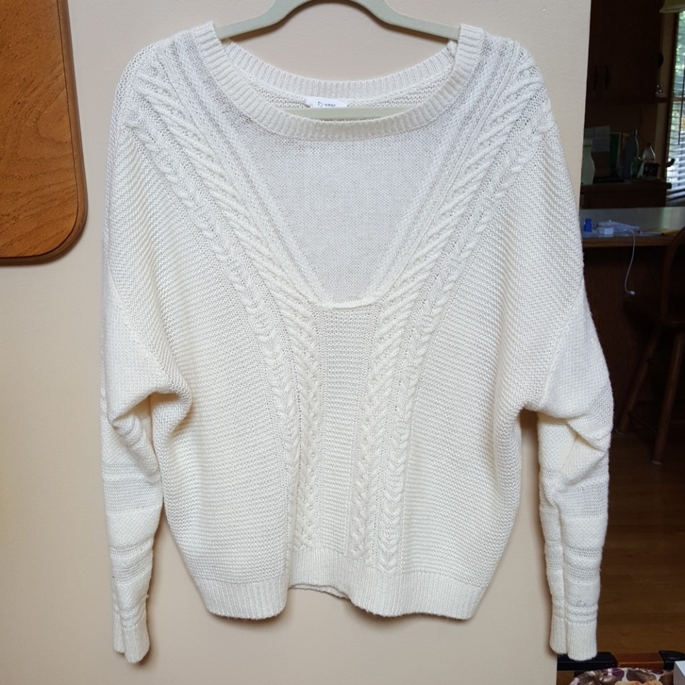 White oversized knit sweater